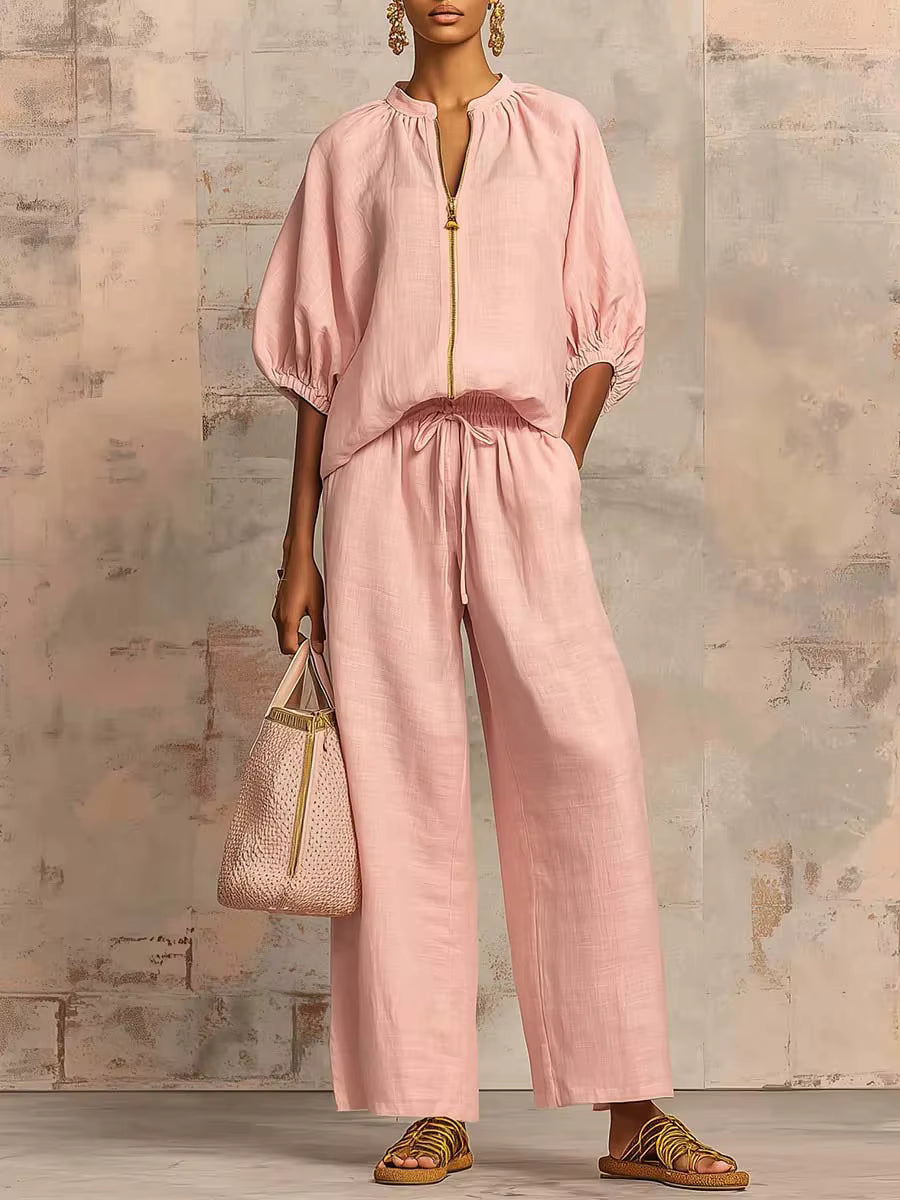 Completo Donna Zip & Pantaloni Larghi