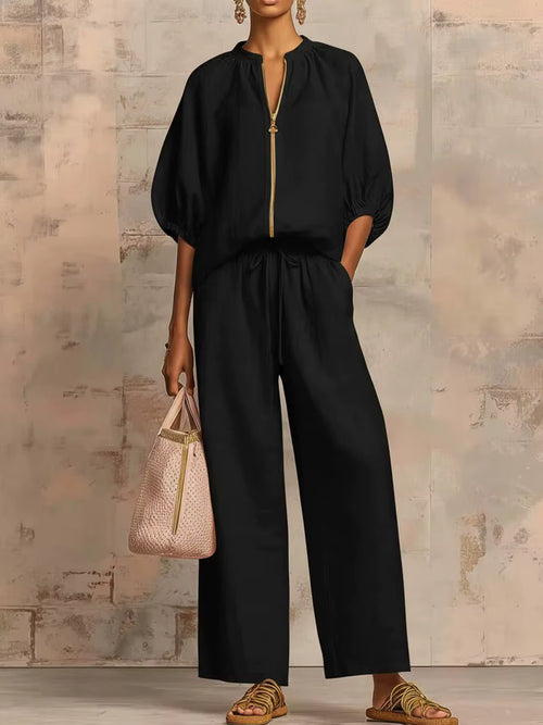 Completo Donna Zip & Pantaloni Larghi