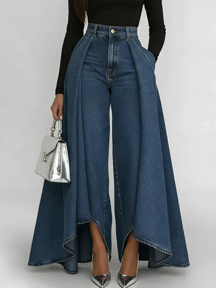 Jeans Vita Alta Gamba Larga Y2k